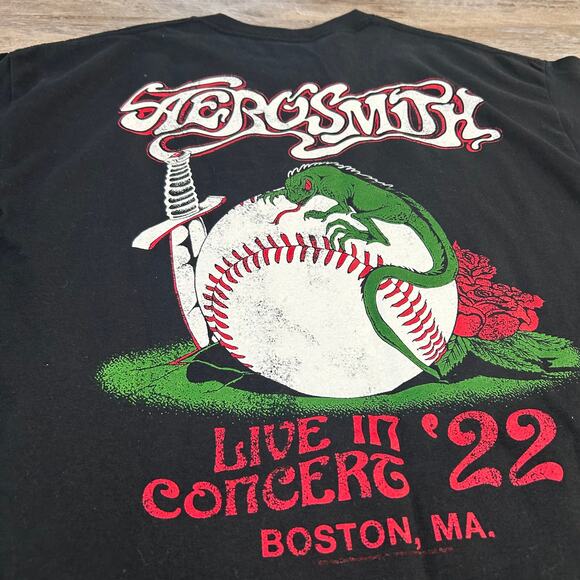 Aerosmith Tee Black Cotton 50 Years Boston Concert T-Shirt 2022 Rock Band - Picture 4 of 8